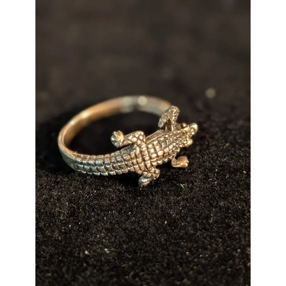 Sterling Silver Alligator Bypass Ring Sz 6.5 Textured Crocodile Design - Picture 15 of 15